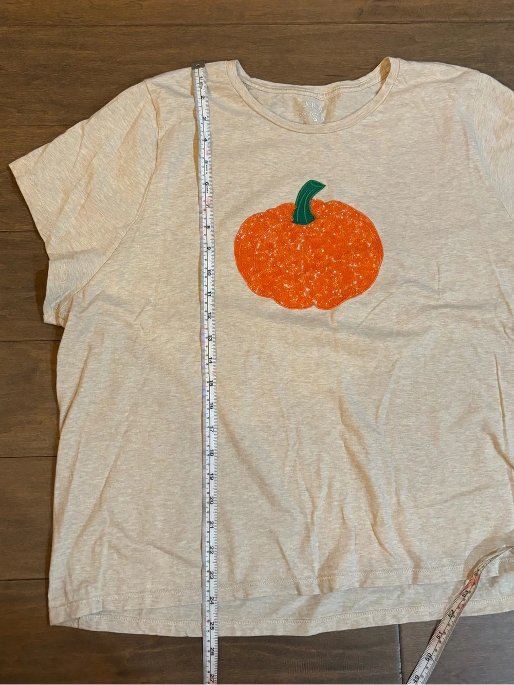 J.Crew Sequin Pumpkin Collector Tee Plus Size 3X 100% Cotton Fall